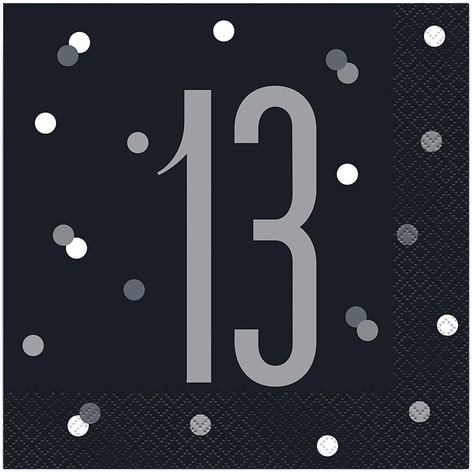 Unique Party Servietter Svart Prikkete 16-pakning