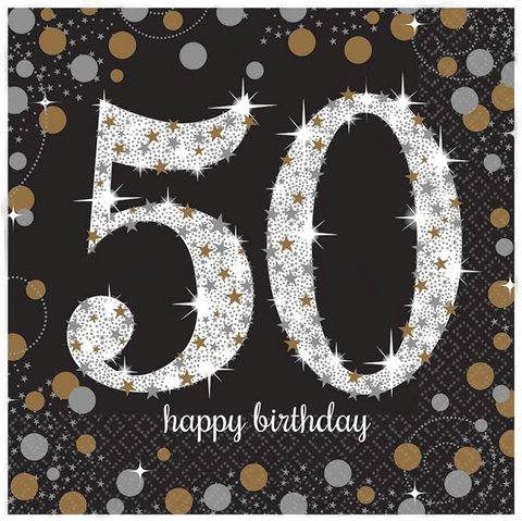 Riethmüller Servietter Sølv/Gull Glitter 16-pakning