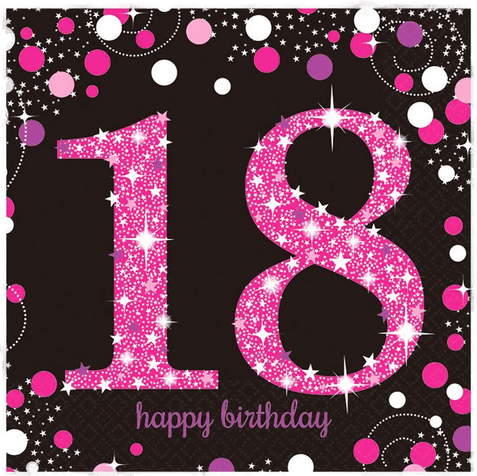 Riethmüller Servietter Svart/Rosa Glitter 16-pakning