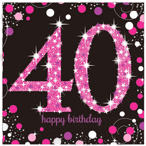 Riethmüller Servietter 40 Svart/Rosa Glitter