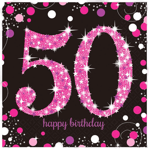 Riethmüller Servietter 50 Svart/Rosa Glitter