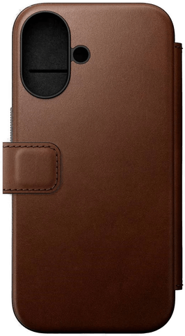 Nomad Modern Leather Folio iPhone 16 - Mørk brun