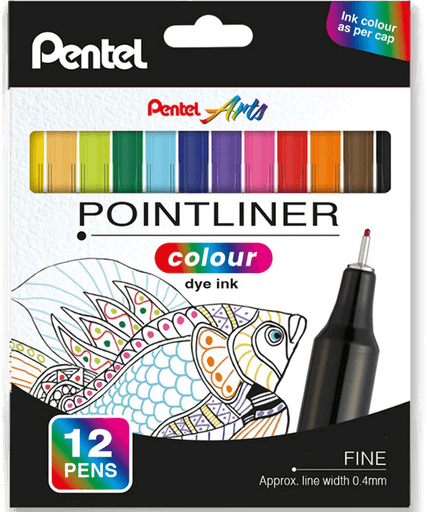Pentel Pointliner Colour 12-sett