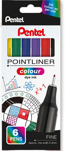 Pentel Pointliner Colour 6-sett