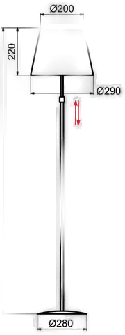 Aluminor Store gulvlampe, alu/rød
