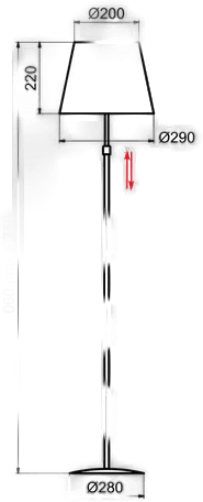 Aluminor Store gulvlampe, krom/svart