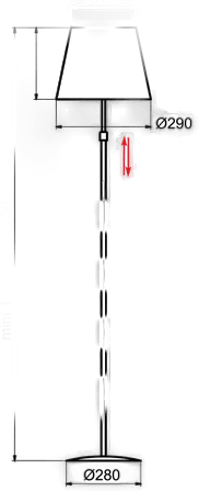 Aluminor Store gulvlampe, svart/rød
