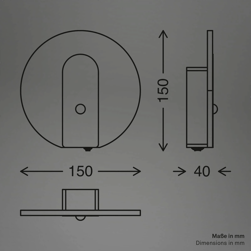 Briloner LED-vegglampe Taro, svart matt, Ø 15 cm