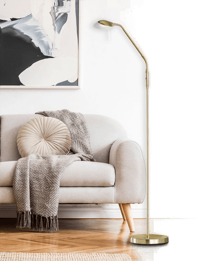 Fischer & Honsel LED-gulvlampe Pool, messingfarget