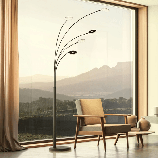 Fischer & Honsel LED-gulvlampe Dent, svart, 225 cm