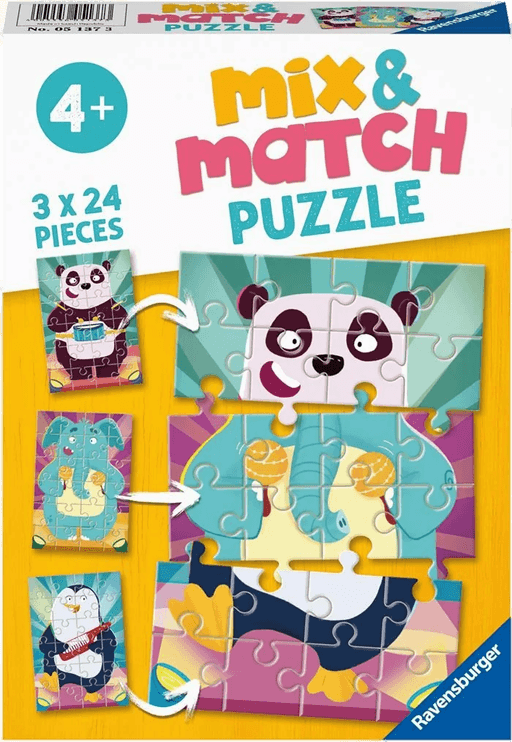 Puslespill 3X24 Mix &amp; Match Morsomme Dyr Ravensbur
