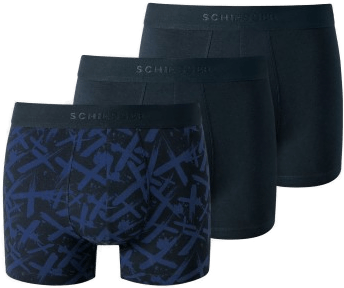Schiesser 3P Cotton Shorts Blå Mønster