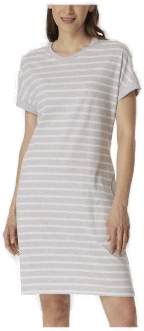 Schiesser Korte Ermer Nattkjole Hvit/Grå