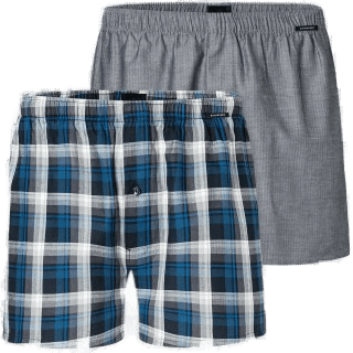 Schiesser 2P Boxershorts Grå/Blå
