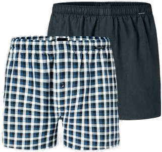 Schiesser 2P Boxershorts Lysblå Rutete