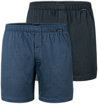 Schiesser 2P Long Boxershorts Blå