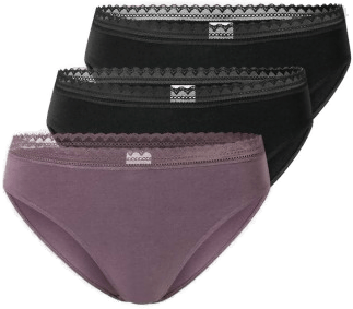 Schiesser Modern Lace Rio Briefs 3P Lilla/Svart