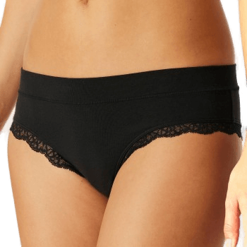 Schiesser Unique Cotton Lace Brazilian Brief Svart