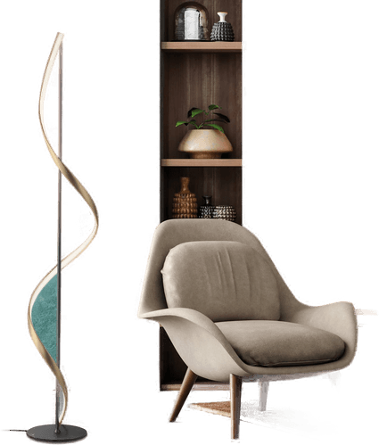 Qsmarthome Q-Swing gulvlampe antrasitt/messing