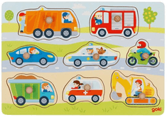 Goki Wooden Stud Puzzle Vehicles