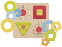 Goki Wooden Layer Puzzle Geometric Shapes