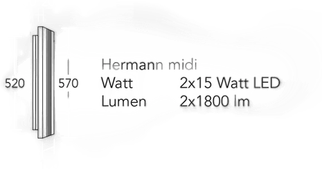 Herzblut LED-vegglampe Hermann midi, dimbar