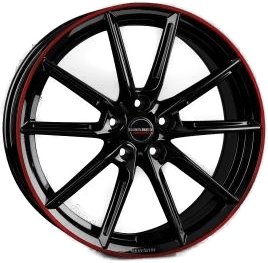 BORBET LX18 Black Glossy Rim Red 8x18 5/114.3 ET48 B72.6