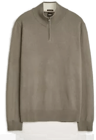 Boss Hemarlo Wool/Cashmere Half Zip Open Brown