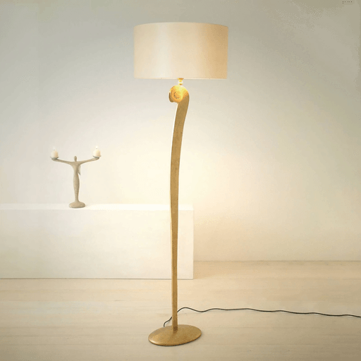 Holländer Lino gulvlampe, gull/ecru