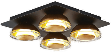 Lindby taklampe Erin, 30 cm, svart/gull