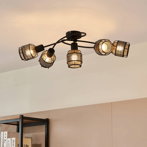 Lindby Eudoria taklampe svart/gull