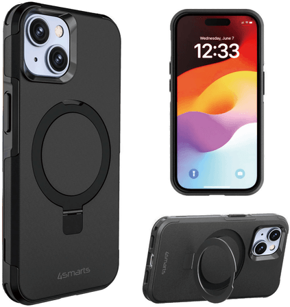 4Smarts Defend Magic Stand Deksel iPhone 15 Svart
