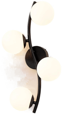 Lindby Josiana vegglampe, opal/svart, 48 cm