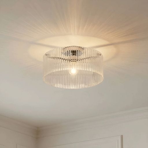 Lucande Meritt taklampe, krom/klar, Ø 40 cm