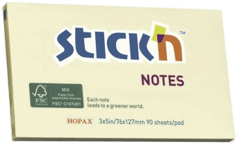 Stickn Notisblokk 76x127 mm Gul