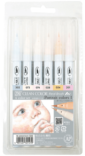 ZIG Kuretake Clean Color Real Brush 6-set