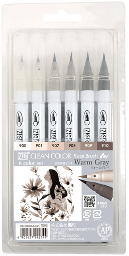ZIG Kuretake Clean Color Real Brush 6-set