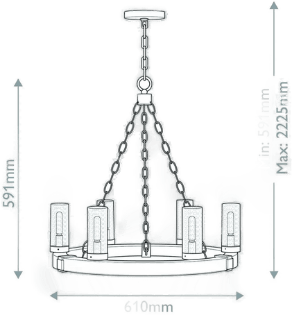 Hinkley Sawyer lysekrone, 6 lyskilder