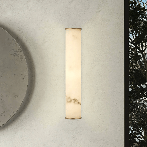 Searchlight LED-vegglampe Wales, gull/marmorert