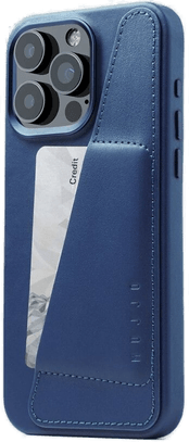 Mujjo Wallet Leather Case iPhone 15 Pro Max - Monaco Blue