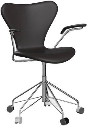 Fritz Hansen 3217 Sjuan Helklädd Läder Soft Black Brown