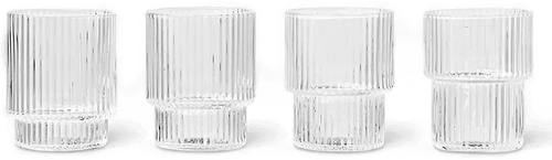Ferm Living Ripple glass small 4-pakning