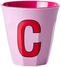 Rice melaminkopp medium bokstav C 30 cl Pink