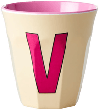 Rice melaminkopp medium bokstav V 30 cl