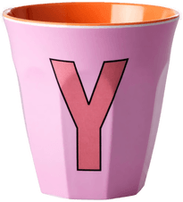 Rice melaminkopp medium bokstav Y 30 cl Pink