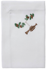 Langkilde & Søn juleserviett brodert trompet 50x50 cm