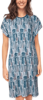 Lady Avenue Soft Bamboo Big Shirt Blå Mønster