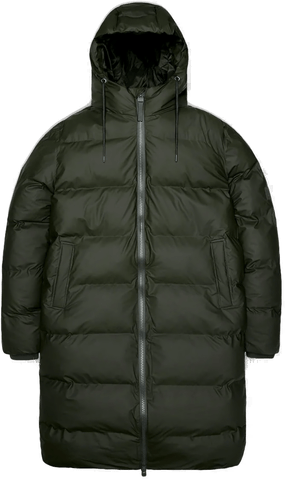 Rains Alta Long Puffer Jacket - Green