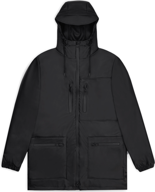 Rains Cargo Long Jacket W3 Black