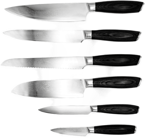 Hâws Damascus knivsett 6 deler